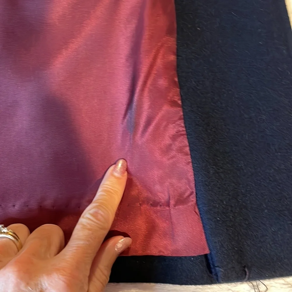 Raywood and Srein Wool Navy Dress Coat Jacket Small Medium Vintage - Picture 8 of 15